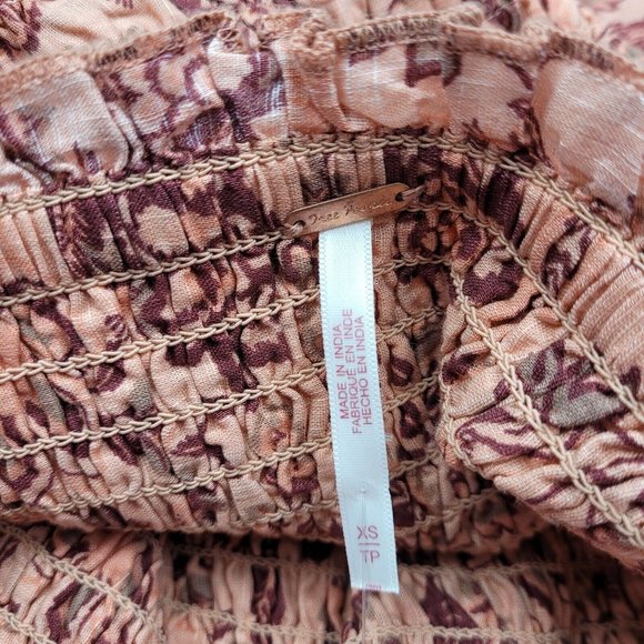 Free People Smock It To Me Mini Dress Women's Size XS Pullover Apricot Combo NWT - Picture 10 of 11